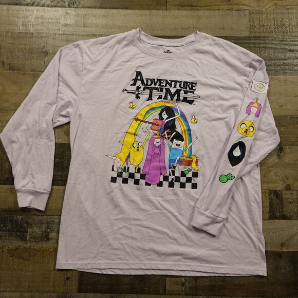 Adventure Time Cartoon Network Long Sleeve Graphic Tee XXL Lavender - Picture 1 of 10
